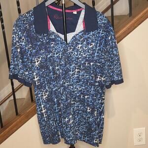 Robert Graham Men's Blue Patterned Polo Shirt XL